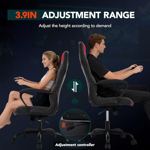 Image of BestOffice Gaming Chair with Massage, Ergonomic Office Desk Chair, Adjustable Lumbar Support & Headrest,Computer Task Chair, 360 Swivel for Adults (Red)