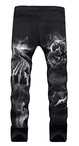 chouyatou Men's Street Wear Distressed Fit Stylish Printed Slim Jeans Denim Pants2