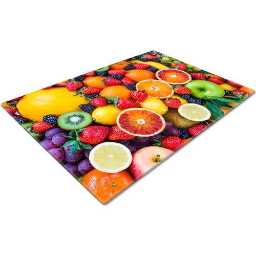Glass Chopping Board | Worktop Saver for Kitchen | Cutting Board Non Slip | Small Size | Arrangement of Fruit