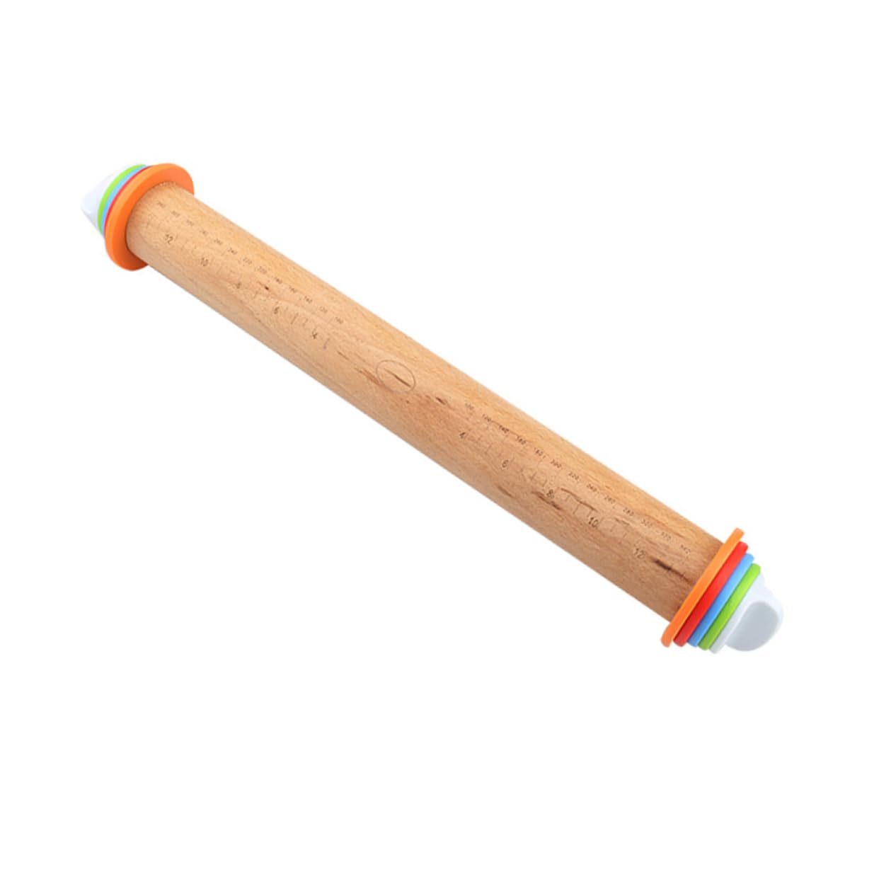Rodillo de Amasar de Madera de Haya con Escala y Discos Ajustables, Mango Seguro y Antiadherente Adecuado para Pizza y Pasteles en Cocina