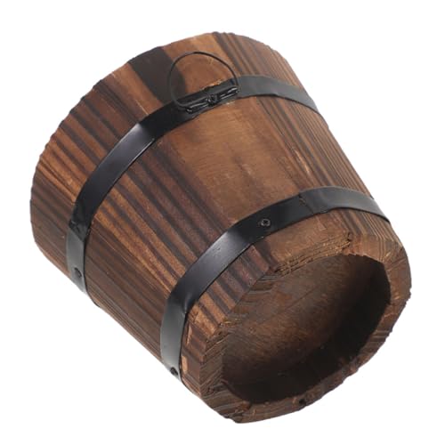Toyvian Fassförmiger Blumentopf Holz Pflanzkübel Vintage Stil Gartentopf Multifunktionaler Holzeimer Für Sukkulenten Gemüse Balkon Haus Deko