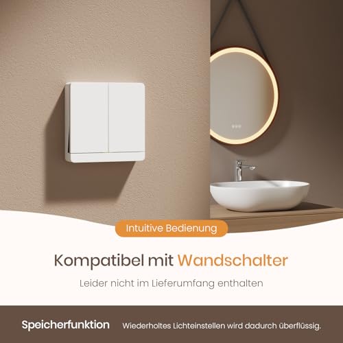 EMKE Schwarzer Runder Badspiegel mit Beleuchtung 70cm, Antibeschlag – Ansicht 6