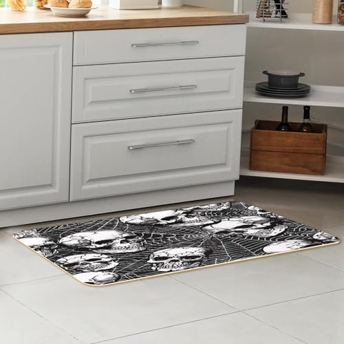 Alfombra de cocina absorbente para pasillo y cuarto de lavado con calaveras 7