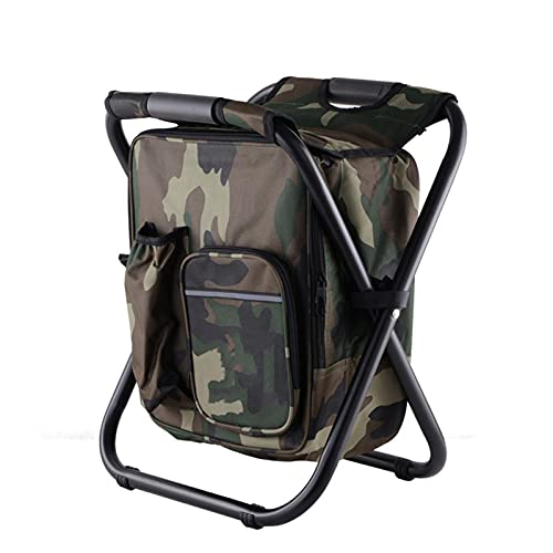 BEDSETS Rucksack Stuhl Faltbar Campingstuhl hocker Mit kühltasche, Camping Stuhl Outdoor Klappstuhl - Campingstuhl mit Tasche - Angelstuhl Falt Sessel - Klappsessel (Camouflage)