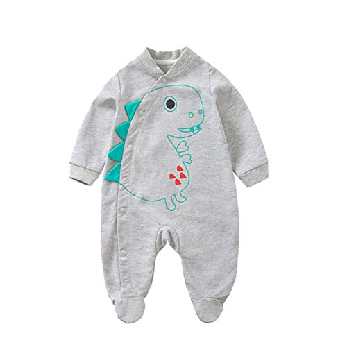 Baby Sleep and Play Pajamas Newborn Footed Animal Print One-Piece Romper Clothes Dinosaur Grey 0-1 Months/52