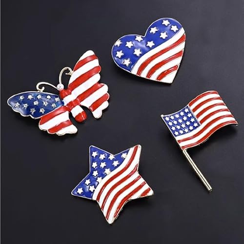 Image of American Flag Pin Patriotic Enamel Brooch USA 250th Birthday 250 Years Anniversary 4th of July Independence Day Accessories Celebration Gift