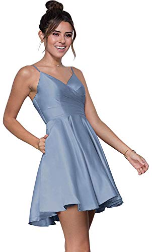 Spaghetti Straps Homecoming Dresses for Juniors V-Neck A-Line Short Prom Gowns