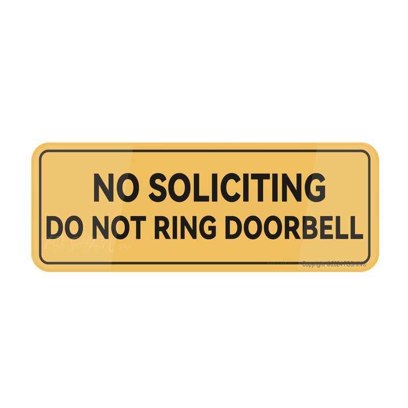 FOSHIN Sign For Door Acrylic Plastic No Soliciting Do Not Ring Doorbell Sign Rounded Corners Durable Long Lasting With Double Sided Tape In The Back 10""X3"" Inch