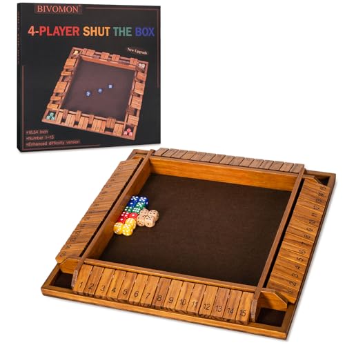 Shut The Box Juego de Mesa con Dados y Tablero de Madera miniatura 2