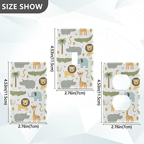 Pfrewn G278540008P704C745S1599 Wild Animals Zoo Toggle Light Switch Wall Plate Electrical Outlet Cover Size 1 Gang 2.9 Inch X 4.6 Inch Kids Decorative Nursery Teen Toddler Room Bedroom Bathroom Decor thumb #3