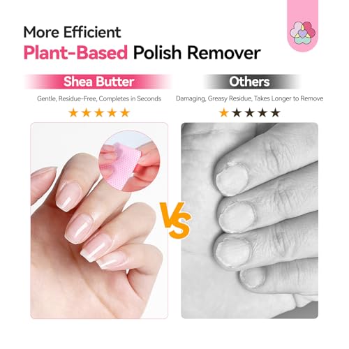 SAVILAND Plant-Based Nail Polish Remover Kit: 6.76 fl.oz Non Acetone Fingernail Polish Remover Shea Butter Nail Remover with Castor Oil VE Cuticle Oil & Nail Removal Tools for All Nail Polish Types