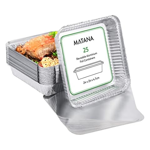 MATANA 25 Große Aluschalen mit Deckel Cover