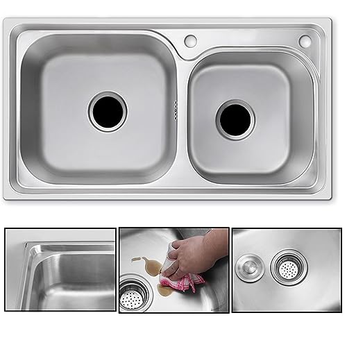 Évier de restauration commercial 2 compartiments en inox durable - 7