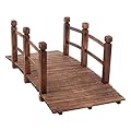 ELEMENT ACE 5ft Garden Wooden Bridge Solid Wood Texture, Sturdy and Durable Carbonized Color 500lbs Load Bearing Easy Assembly Ideal for Gardens, Courtyards, Balconies, and More Burlywood