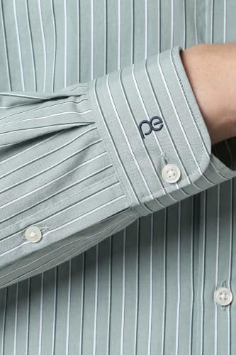 Image of Peter England Men Polycotton Striped Slim Fit Shirt