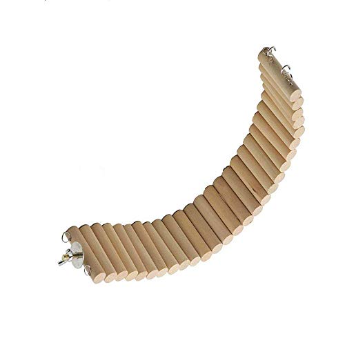 Image of Litewoo Bird Ladder Bridge Swing Toy Natural Wood Stand Platform for Small Birds Parrots Parakeets Conures Cockatiels Canary Lovebirds Hamster Rat (Burlywood)