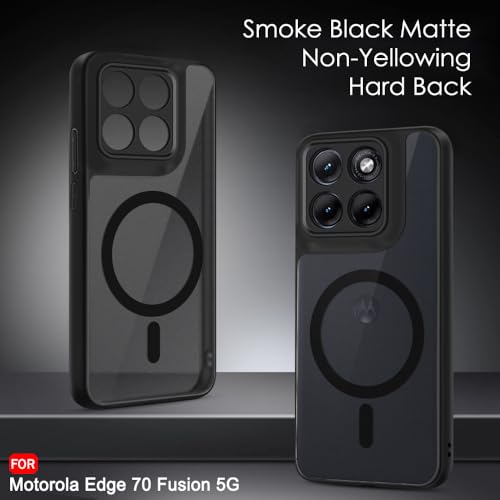 Image of TheGiftKart Hybrid Shockproof Back Cover Case for Motorola Moto Edge 70 Fusion 5G | Hard Cover Case for Moto Edge 70 Fusion 5G (PC & TPU, MagSafe Compatible, Translucent Smoke Matte Back, Black Sides)
