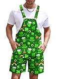 RAISEVERN St. Patrick's Day Overalls For Men Festival Jumpsuit Shorts Size XL Bib Overalls Male Romper