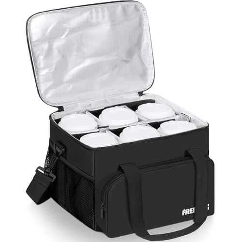FREEAMG Reusable 6 Cups Drink Carrier with Adjustable Dividers, Insulated