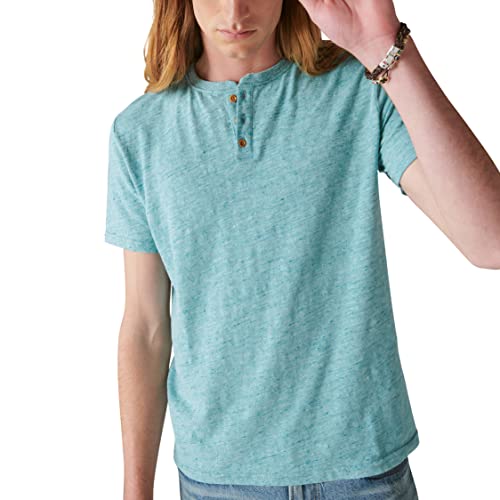 Henley en lin à manches courtes haut de gamme Lucky Brand pour homme
