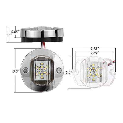 Partsam 1Pcs 3 Inch Round Marine Boat Light White 12 Led Navigation Transom Cabin Cockpit Stern Anchor Light, Ip68 Submersible, Courtesy Deck Light For Pontoon Fishing Boat Kayak Sailboat #TOP5