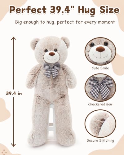 Image of MaoGoLan 39 Inch Giant Teddy Bear, Two Tone Plush Stuffed Animal Gift