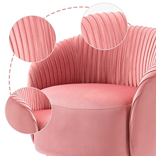 Lovspatio Modern Round Barrel Club Armchair,360-Degree Swivel Velvet Living Room Chair For Small Space (Peach)… #TOP6