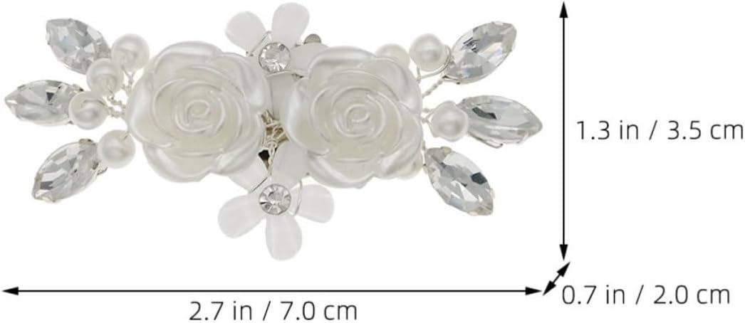 White Pearl Flower Shoe Clips for Wedding Heels, 1 Pair image 2