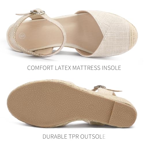 Women's Closed Toe Platform Sandals Summer Buckle Ankle Strap Espadrilles Wedge Sandals3