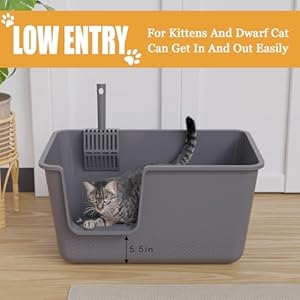 Zopnny 4 Sets Extra Large Litter Boxes for Big Cats Dogs with Scoops, Open Top Cat Litter Basin, 12.8 Inch High Sides Pet Litter Container, Grey Zopnny 4 Sets Extra Large Litter Boxes for Big Cats Dogs with Scoops Open Top Cat Litter Basin 128 Inch High Sides Pet Litter Container Grey