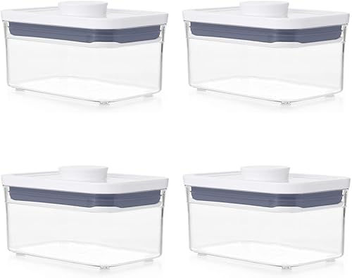 OXO Good Grips - Contenedor POP hermético, almacenamiento de alimentos hermético, rectángulo de 0.6 cuartos de galón (juego de 4) para té y más