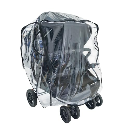 Ezkindheit Habillage pluie taille unique pour double poussette, housse de pluie côte à côte pour poussette bébé
