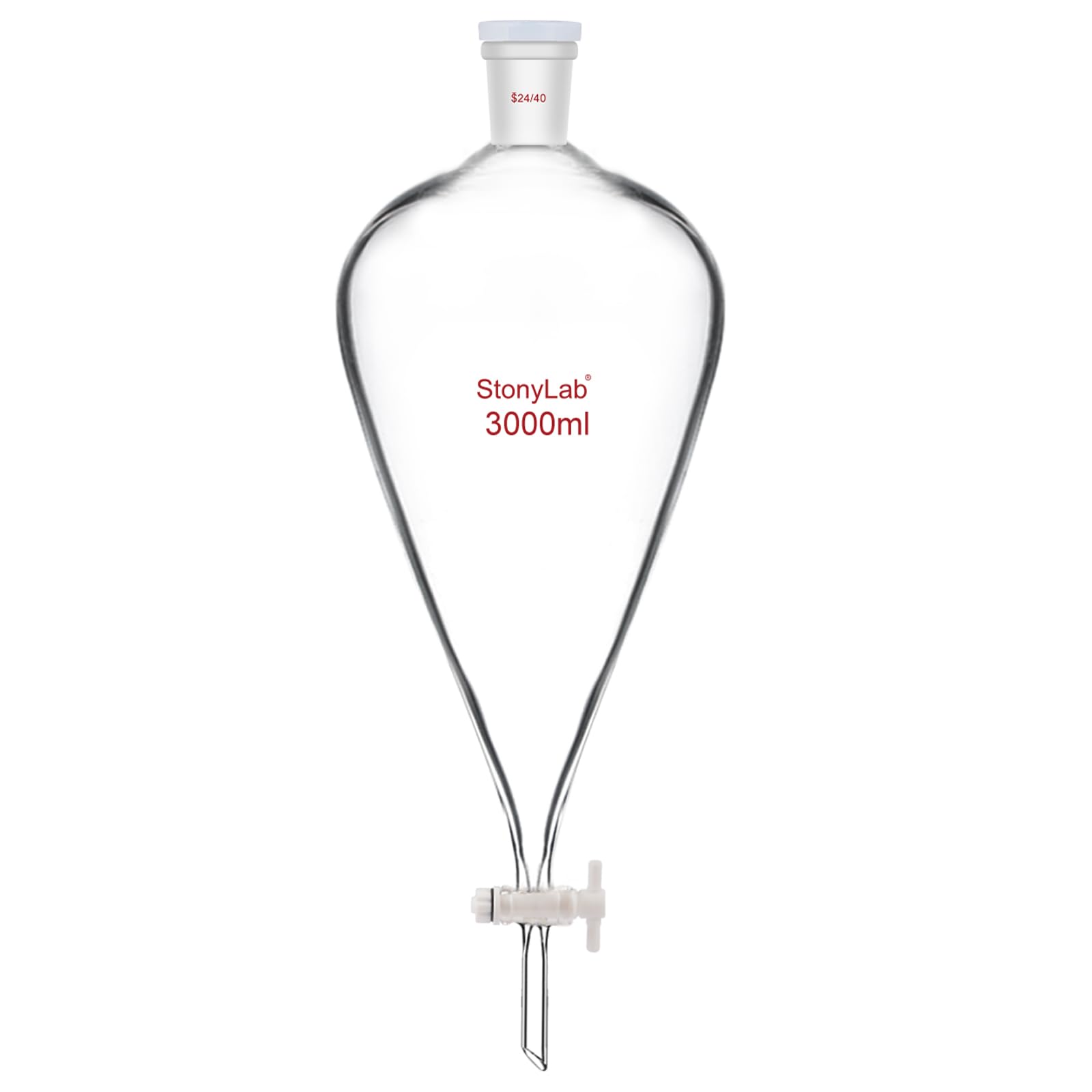 stonylab Borosilicate Glass 500 ml Heavy Wall Conical Separatory Funnel with 24/40 Joints and PTFE Stopcock — Amazon image 10