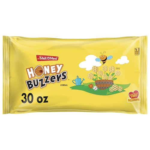 Malt-O-Meal Honey Buzzers Breakfast Cereal, Super Sized Honey Cereal, 30 OZ Bag
