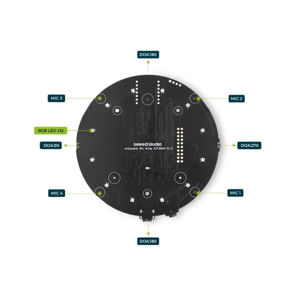 ReSpeaker Series Zasilany AI 4-mikrofonowy mikrofon USB oparty na XMOS XVF3800 z etui dla czystego głosu