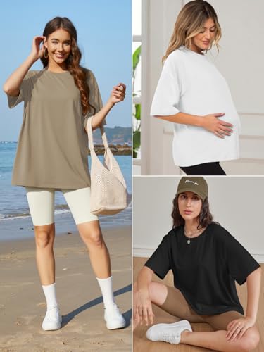 3 Pack Oversized Tshirts for Women Crew Neck Basics Womens Clothing Summer Loose Workout Tees Plus Size T Shirts4