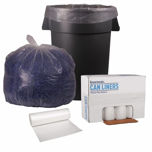 Image of Boardwalk Recycled Low-Density Polyethylene Can Liners, 45 Gallon Garbage Bags, 1.4 mil, 40 inch x 46 inch, Clear, 10 Bags /Roll, 10 Rolls /Carton