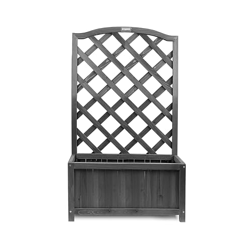 My Garden Wooden Lattice Planter 100CM Rectangular Planter Trellis Panel For Climbing Flower Plant Pot Box With Drain Wooden Base Ideal For Garden Patios & Decking Easy to Assemble
