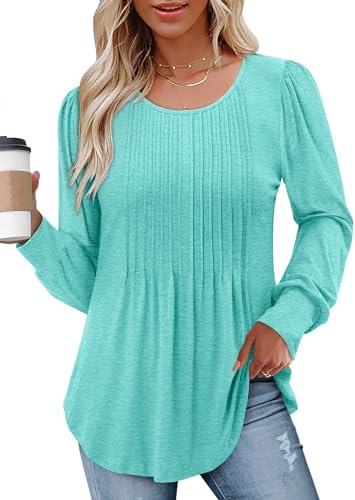 BETTE BOUTIK Long Sleeve Shirts for Women Fall Tops Dressy Blouses Crewneck Tunic Tops for Leggings S-3XL