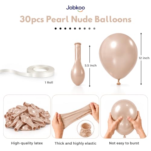 Image of Jobkoo Pearl Nude Balloons 12 Inch, Beige Apricot Neutral Latex Balloon