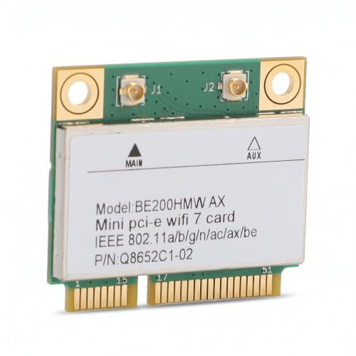 Pomya Mini PCI E WiFi 7 Tarjeta de Red Inalámbrica BE200HMW 2.4G 5G Dual Band Gigabit con Bluetooth 5.4 para Windows 11, 10, Linux, Chrome OS, 8774 Mbps (Sin Antena) miniatura 1