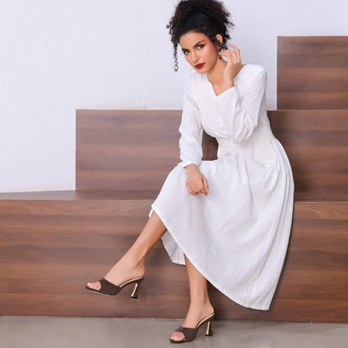 Image of Susanny High Heels for Women Pointed Open Toe Strappy Chunky Block Heels Ankle Strap Stiletto Kitten Heeled Sandals Wedding Bridal Party Prom Sexy Dress Shoes