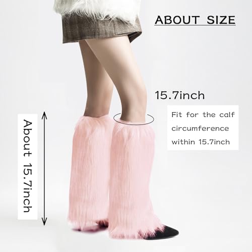 Image of Peecabe Winter Women Faux Fur Fluffy Leg Warmers Fuzzy Long Boot Covers Furry For Christmas