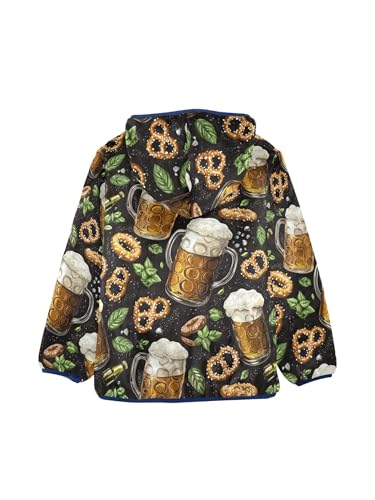 Beer Glass Black Background Girls Fleece Jacket Girls Fall Jacket Boys Coats Zip Up Hoodie Children Outerwear 2-10T2