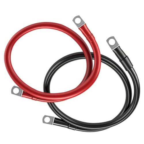 Câble de batterie M8 50cm, 2 pièces 50cm 12V 5AWG Câble de batterie 16mm², rouge & noir Câble de démarrage Câble de batterie Câble de masse avec bornes...