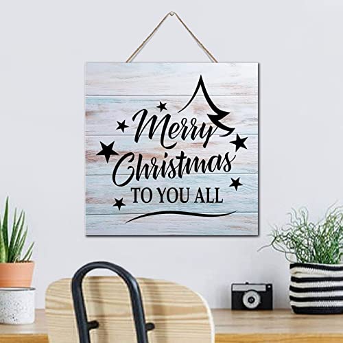 Panneau bois Merry Christmas suspendu déco rustique maison 30x30 cm - 5