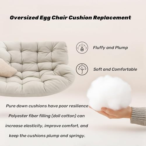 Cojín para silla de huevo impermeable y grueso que transforma su mecedora de mimbre 3