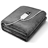 AooDen 電気毛布 敷き 洗える 160×80cm 無段階温度調節 1-12時間タイマー 電気敷き毛布 シングル 厚手生地 毛玉なし 省エネ 丸洗い可 ダニ退治 防寒対策 暖房器具 PSE認証済み (グレー)