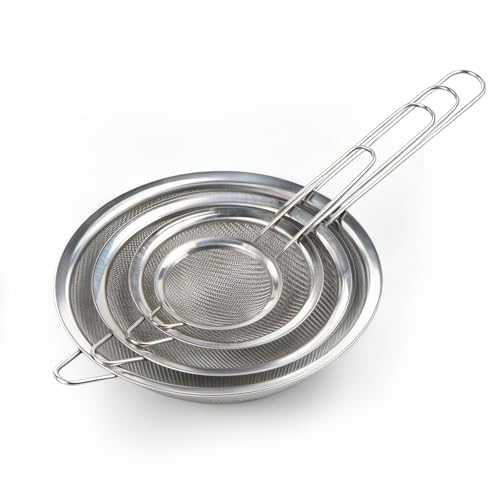 XxinXrong 4 Stk Sieb Küchensieb Feinsieb, Abtropfsieb Edelstahlsieb Feines Sieb Küchen Sieben...