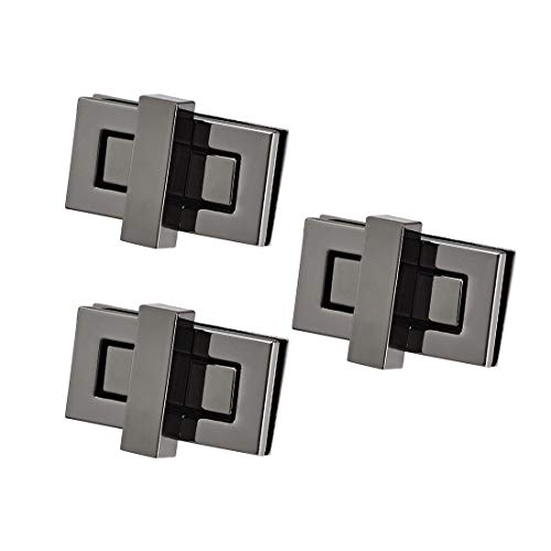 uxcell 3 Sets Rectangular Purses Twist Lock 44mm X 22mm Clutches Closures for DIY Bag Making - Black